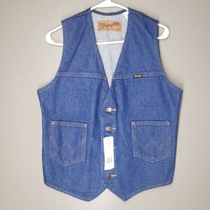 Wrangler Mens Denim Vest Button Front Size Small Nwot 100% Cotton